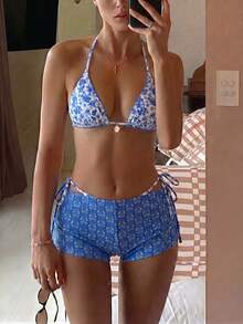 Swim Mod Reversible Hot-Selling Bikini Set, Fashionable Swimwear For Vacation, Spring/Summer Golf White Sexy - Blue - View 4