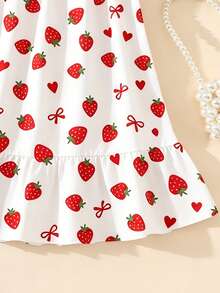 SHEIN 1 chiếc đầm không tay in hình dâu tây năng động và ngọt ngào cho bé gái 4-7 tuổi, chất liệu nhẹ, kiểu dáng sinh động và bắt mắt, phù hợp cho kỳ nghỉ biển/mặc thường ngày, mùa hè. - Nhiều màu - Xem 5