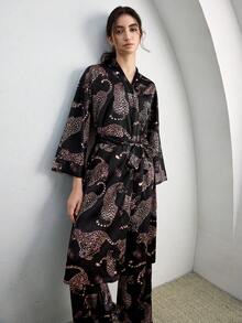 Ocili 女士豹纹长袖宽松睡袍 - 粉色 - 查看 7