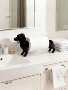 1PC Vintage Dachshund Dog Shape Brown Ceramic Freestanding Countertop Kitchen Paper Towel Holder Dispenser Creative Animal Decor Storage Organizer For Kitchen Bathroom Living Room Home Decor Funny Exquisite Gift For Friends - Multicolor - View 5