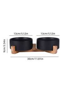 Ceramic Dual Bowl Pet Feeder Ergonomic Angled Design Non Slip Base Stable Dishwasher Cat Dog Water Food Set Black - multicolor - View 4