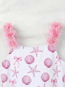 Emery Rose Kids Emery Rose Kids Young Girl Striped Bow Floral One-Piece Swimsuit - Pink - View 2