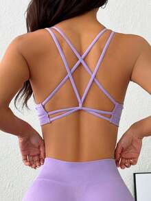 Menodora SHEIN Sport Women Solid-Color Seamless Sports Bra For Everyday Fitness - Purple - View 1