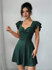 GlowEve Đầm ngắn gợi cảm, thanh lịch dành cho nữ, lấp lánh - Màu xanh lá cây đậm - Xem 4