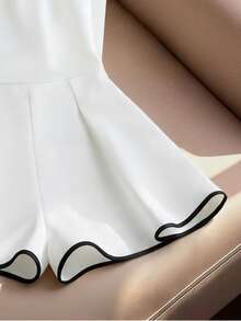 SHEIN Franclia Women's Tie-Up Contrast Color Jumpsuit, Summer - White - View 7