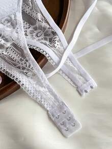 DAZY Adjustable Lace Spaghetti Strap Slightly Gathered White Bra, Women's Lingerie For Summer - White - View 9