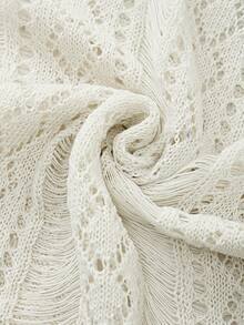 Swim Vcay 女士轻盈钩编宽松沙滩罩衫，飘逸蝙蝠袖波西米亚风比基尼罩衫，白色带微闪，适合夏季度假 - 白色 - 查看 7