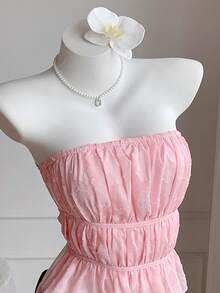 Comfortcana Top bandeau con cortes y fruncidos para mujer - Rosa - Ver 4