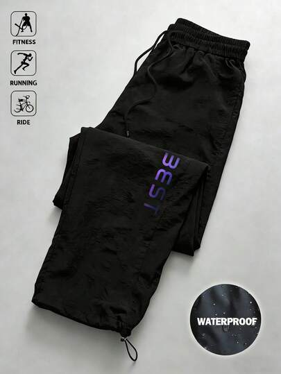 Sport MetroGents Quần nỉ nam dáng rộng, in chữ, có dây rút ở eo.
