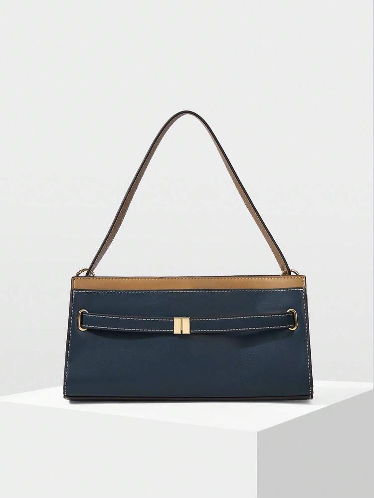 LADIES HANDBAG, EXQUISITE MINIMALIST CONTRASTING COLOR COMMUTER SHOULDER BAG