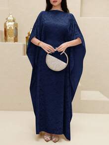 Đầm maxi Thổ Nhĩ Kỳ dành cho nữ và áo abaya truyền thống Ả Rập. - Màu xanh hải quân - Xem 3