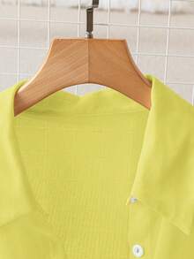 GlowEve Chiffon Pocket Button Women's Short Sleeve Blouse - Mustard Yellow - View 3