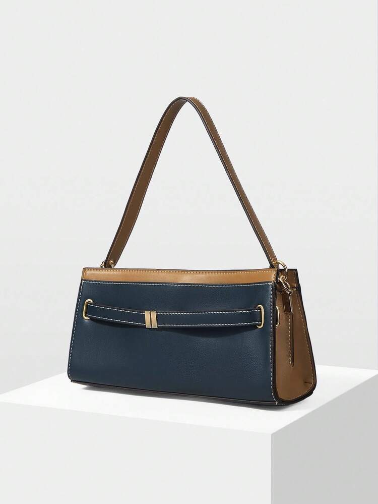 LADIES HANDBAG, EXQUISITE MINIMALIST CONTRASTING COLOR COMMUTER SHOULDER BAG