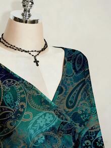 SHEIN ICON Áo thun nữ cỡ lớn màu xanh dương, họa tiết hoa retro, phong cách thường ngày, thích hợp cho thời trang đường phố và lễ hội âm nhạc. - Nhiều màu - Xem 7