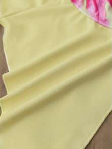 Tankinis de niñas adolescentes con tirantes de espagueti, decoración de estrella de mar de metal, conjunto de bikini con base rosa y gran estampado floral, traje de baño de playa, trajes de baño de primavera/verano para niñas adolescentes. Traje de baño de una pieza con lazo para niñas, traje de baño para niñas, trajes de baño para niñas, trajes de baño florales de verano para vacaciones, traje de baño con flores - Amarillo - Ver 6