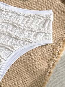 Bộ đồ bơi tankini cổ yếm màu mơ, chất liệu dệt kim họa tiết sao biển, dành cho bé gái tuổi teen, thích hợp cho kỳ nghỉ biển. - trắng - Xem 5