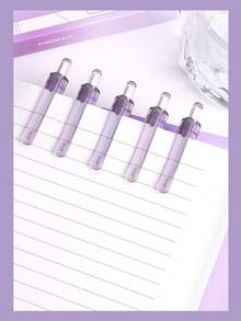 5pcs/Set Press Gel Pen,Comfortable Silicone Pen Holder,0.5mm Black Writing Ink,Stationery Suitable For Offices And Schools - purple - View 9