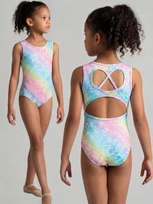 Mono de punto con espalda hueca para niñas jóvenes, conjunto de ropa deportiva negra para danza y patinaje sobre hielo, mono casual versátil y cómodo para uso diario - Multicolor - Ver 2