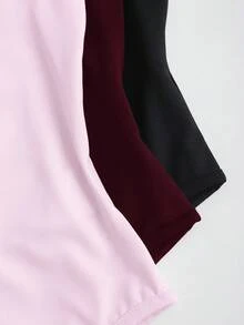 Sweetra Set de 3 bodys de mujer de ajuste ceñido, cuello de pico, unicolor, en albaricoque, marrón café y negro, de moda versátil europea y americana para primavera/verano - Multicolor - Ver 3