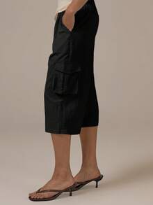 MUSERA Cargo Tie Waist Capri Pants Spring Summer Cute Cosy Cottage Core Spring Dew Casual - Black - View 3