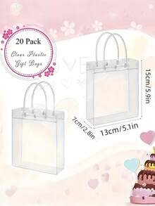 1/5/10/20/30/40/50 PCS Tas Tote PVC Transparan dengan Pegangan, Dapat Digunakan Kembali, Tahan Air, Anti Noda, untuk Pesta Liburan, Belanja, Kemasan Bisnis Kecil, Tas Hadiah Massal - warna-warni - View 5