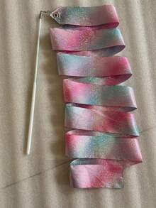 Cinta de gimnasia rítmica, cinta de baile de 2m, cinta de seda para actuación de baile, cinta de satén con brillo para baile con bastón giratorio - Multicolor - Ver 7