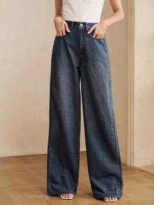 Women's Casual Blue Jeans With Stylish Side Stripe Design, Spring/Summer - Blue - View 5