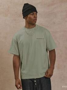 Musero Oversized Short Sleeve Slogan Writing Branded Graphic Print Tshirt Spring&Summer - Mint Green - View 2