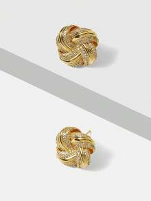 MOTF PREMIUM Bông tai vàng 18K cao cấp, thiết kế hình học, cá nhân hóa. - Vàng - Xem 4
