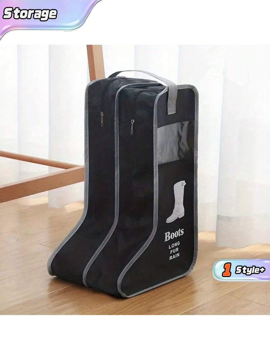 1 pieza Bolsa para botas de equitación, Bolsa de almacenamiento de botas de equitación, Organizador de equipos ecuestres - Negro - Ver 1