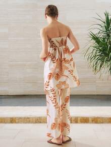 Airaco Women's All-Over Print Bandeau Top And Pants, Summer Vacation Style 2 Pieces Set - Multicolor - View 2