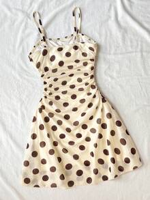 SHEIN Đầm dự tiệc cho bé gái tuổi teen, kiểu dáng thanh lịch, trễ vai, xòe rộng, xếp ly, ôm sát, đầm dự tiệc xếp tầng quá khổ, đầm màu ngà voi cho bé gái tuổi teen, đầm mùa xuân tay phồng, đầm thanh lịch tay phồng cho bé gái, đầm trễ vai cho bé gái. - Màu be - Xem 3
