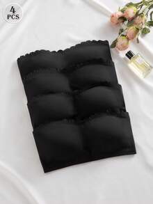 NudeFit Set Bra Hitam 4 Potong untuk Wanita, Tali dan Bantalan yang Dapat Dilepas - Hitam - View 3