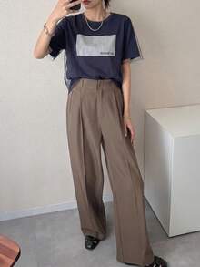 FRIFUL 女款夏季素色拼接透視網眼寬鬆休閒百搭圖案T恤 - 藏蓝色 - 查看 7