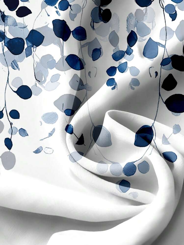 EMERY ROSE 大码女式碎花V领单排扣休闲衬衫，适合夏季日常穿着，女式衬衫，夏季白色和蓝色上衣，女士休闲上衣，大码夏季衬衫，女士夏季衬衫 - 彩色 - 查看 5