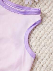 1件皇冠字母印花宠物背心 紫色 粉色 休闲风格 柔软透气 防掉毛宠物衣服 - 彩色 - 查看 2