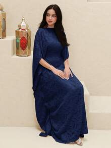 Đầm maxi Thổ Nhĩ Kỳ dành cho nữ và áo abaya truyền thống Ả Rập. - Màu xanh hải quân - Xem 5