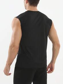 GymBeat 男士字母印花休闲百搭日常穿着及运动T恤 - 黑色 - 查看 2