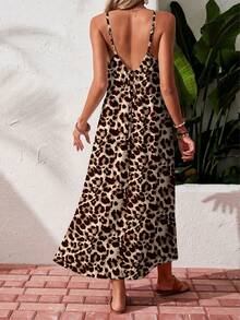 SHEIN Essnce Casual Minimalist Style Irregular Leopard Print Full Pattern Women's Dress, Suitable For Spring/Summer Vacation - Multicolor - View 2