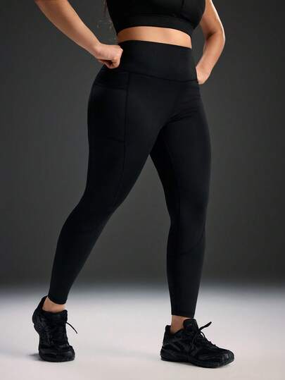 Powerista Quần legging thể thao cạp cao màu trơn dành cho nữ cỡ lớn.
