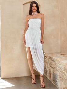 Enchnt 无肩带碎花连衣裙 - 白色 - 查看 3