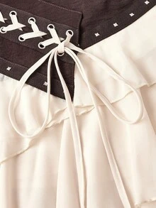 SHEIN MOD Jupe asymétrique à volants multicouches pour femmes, style bohème, pour les vacances, les jours fériés, décontracté - Tabac - Voir 3