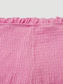 Sweetra Conjunto de tankini y shorts con pliegues para mujer de talla grande, adecuado para vacaciones de verano - Rosa - Ver 4