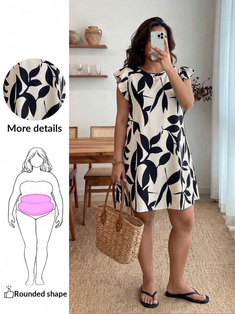 Váy thường ngày in họa tiết cây cỡ lớn cho kỳ nghỉ Váy thường ngày cho phụ nữ Váy thường ngày cho phụ nữ - Nhiều màu - Xem 1