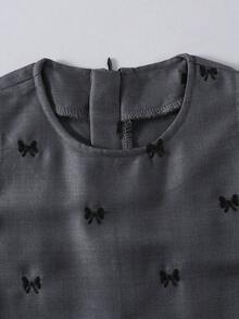 Elladie kids Đầm không tay thêu nơ hoa thanh lịch dành cho bé gái - Xám - Xem 6