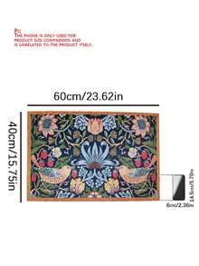 SHEIN Felpudo de bienvenida con diseño simétrico de flores y pájaros, alfombra decorativa de poliéster con respaldo de goma antideslizante, ligera, lavable a máquina, trenzada, para el hogar, dormitorio, cocina, pasillo, entrada - Multicolor - Ver 2