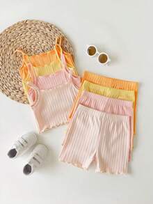 SHEIN 8pcs/Set Young Girl' Candy Color Camisole Tops - Multicolor - View 2