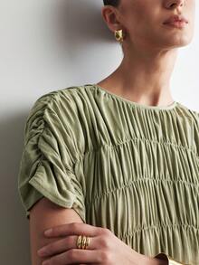 Aalyst 女士休闲宽松褶皱口袋连帽连衣裙，优雅浪漫，适合外出、约会、复活节、母亲节、通勤、度假、夏季穿着。 - 藍色 - 查看 6