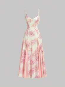 SHEIN MOD Đầm in hoa dành cho nữ, kiểu dáng thời trang mùa hè. - Màu Hồng baby - Xem 1