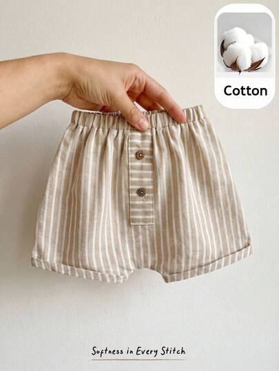 Cozy Pixies Quần short sọc cho bé trai, cạp chun, đa năng và thoải mái.